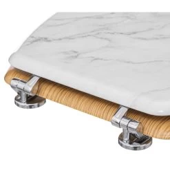 Abattant WC Bois Effet Marbre Blanc + Zinc -Produits Menagers Boutique abattant wc bois effet marbre blanc zinc 2