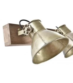 Applique Murale Bois Et Métal Doré Triple - 64x17x26cm -Produits Menagers Boutique applique murale bois et metal dore triple 64x17x26cm 2