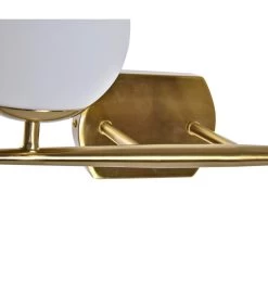 Applique Murale Double Métal Doré Et Verre Dépoli Blanc 42x15x20cm -Produits Menagers Boutique applique murale double metal dore et verre depoli blanc 42x15x20cm 2