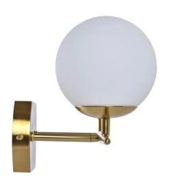 Applique Murale Double Métal Doré Et Verre Dépoli Blanc 42x15x20cm -Produits Menagers Boutique applique murale double metal dore et verre depoli blanc 42x15x20cm 3