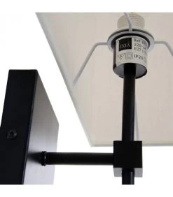 Applique Murale En Métal Noir Et Abat-jour Tissu Blanc Crème -Produits Menagers Boutique applique murale en metal noir et abat jour tissu blanc creme 2