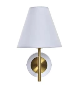 Applique Murale Métal Doré Et Abat-jour Blanc 19x25x30cm