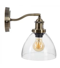 Applique Murale Métal Doré Et Abat-jour En Verre Transparent