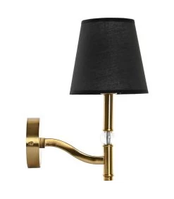 Applique Murale Métal Doré Et Abat-jour Noir 15x23x31cm