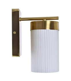 Applique Murale Métal Doré Et Verre Dépoli Blanc 12x15x20cm -Produits Menagers Boutique applique murale metal dore et verre depoli blanc 12x15x20cm 2