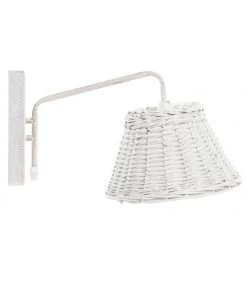 Applique Murale Métal Et Osier Blanc -Produits Menagers Boutique applique murale metal et osier blanc 4