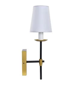 Applique Murale Métal Noir Et Doré Et Abat-jour Blanc 12x15x43cm -Produits Menagers Boutique applique murale metal noir et dore et abat jour blanc 12x15x43cm 3