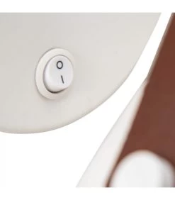 Applique Murale Ronde En Métal Blanc Et Cuir Marron -Produits Menagers Boutique applique murale ronde en metal blanc et cuir marron 2