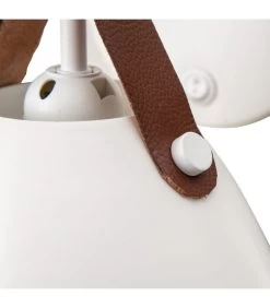 Applique Murale Ronde En Métal Blanc Et Cuir Marron -Produits Menagers Boutique applique murale ronde en metal blanc et cuir marron 4