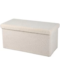 Banquette Coffre De Rangement Doudou Beige 76x37.5x37.5cm