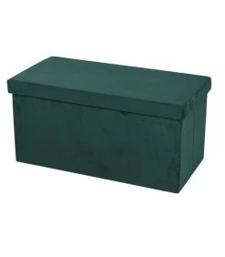 Banquette Coffre De Rangement Velours Côtelé Vert 76x37.5x37.5cm