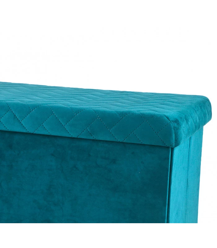 Banquette Coffre De Rangement Velours Vert - 76x37.5x37.5cm 4 Banquette Coffre De Rangement Velours Vert - 76x37.5x37.5cm – Image 2