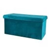 Banquette Coffre De Rangement Velours Vert - 76x37.5x37.5cm -Produits Menagers Boutique banquette coffre de rangement velours vert 76x375x375cm