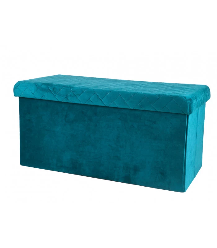 Banquette Coffre De Rangement Velours Vert - 76x37.5x37.5cm 3 Banquette Coffre De Rangement Velours Vert - 76x37.5x37.5cm