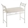 Banquette En Métal Blanc Et Assise Rembourrée Coton Beige - 73x30x65.5cm