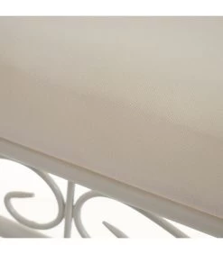 Banquette En Métal Blanc Et Assise Rembourrée Coton Beige - 73x30x65.5cm -Produits Menagers Boutique banquette en metal blanc et assise rembourree coton beige 73x30x655cm 2