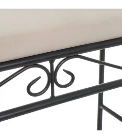 Banquette En Métal Noir Et Assise Rembourrée Coton Beige - 74x30x63cm -Produits Menagers Boutique banquette en metal noir et assise rembourree coton beige 74x30x63cm 2