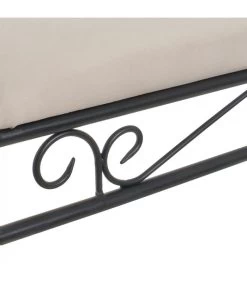 Banquette En Métal Noir Et Assise Rembourrée Coton Beige - 74x30x63cm -Produits Menagers Boutique banquette en metal noir et assise rembourree coton beige 74x30x63cm 3