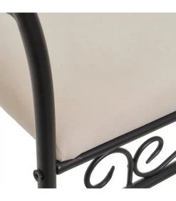 Banquette En Métal Noir Et Assise Rembourrée Coton Beige - 74x30x63cm -Produits Menagers Boutique banquette en metal noir et assise rembourree coton beige 74x30x63cm 4