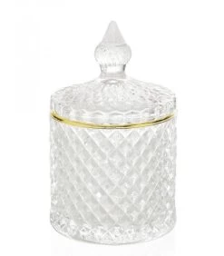 Boîte Rangement Coton-Tiges Salle De Bain Verre Et Or