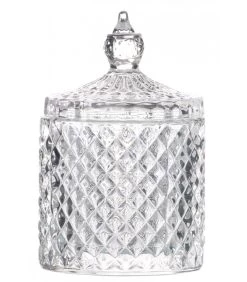 Boîte Rangement Ronde Salle De Bain Verre - 8.5x13cm