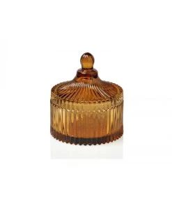 Boîte Rangement Salle De Bain Verre Ambre - 10,5x12cm