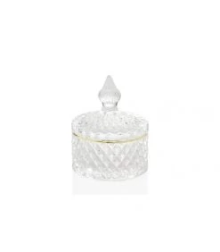 Boîte Rangement Salle De Bain Verre Et Or - 8.5x10.5cm