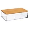 Boîte Salle De Bain Rectangulaire Transparent Et Bambou - 16x9.6x5.1cm -Produits Menagers Boutique boite salle de bain rectangulaire transparent et bambou 16x96x51cm