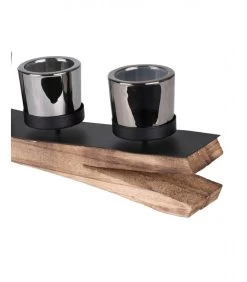 Bougeoir Bois Et Métal 5 Bougies - 54x7x13cm -Produits Menagers Boutique bougeoir bois et metal 5 bougies 54x7x13cm 3