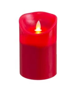 Bougie LED Rouge Avec Mouvement De Flamme 9x14cm