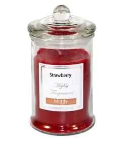 Bougie Parfumée Dans Pot En Verre Fraise - 7.5x14cm