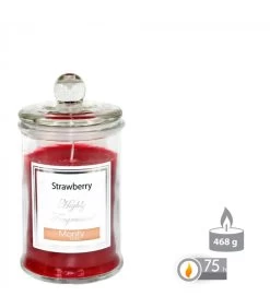 Bougie Parfumée Dans Pot En Verre Fraise - 9.5x17cm -Produits Menagers Boutique bougie parfumee dans pot en verre fraise 95x17cm 2