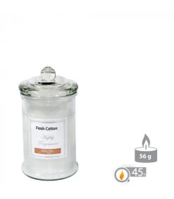 Bougie Parfumée Dans Pot En Verre Fresh Cotton - 7.5x14cm -Produits Menagers Boutique bougie parfumee dans pot en verre fresh cotton 75x14cm 2
