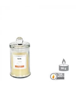 Bougie Parfumée Dans Pot En Verre Vanille - 6x11cm -Produits Menagers Boutique bougie parfumee dans pot en verre vanille 6x11cm 2