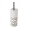 Brosse WC Céramique Blanc Et Gris Feuillage