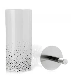 Brosse WC Céramique Blanc Et Pois Gris -Produits Menagers Boutique brosse wc ceramique blanc et pois gris 2