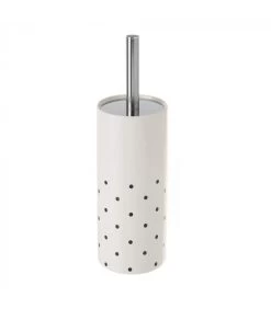 Brosse WC Céramique Blanc Et Pois Noirs