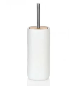 Brosse WC Céramique Blanche Et Acacia