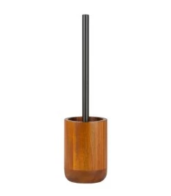 Brosse WC En Bois Marron Et Noir
