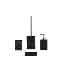 Brosse WC En Polyrésine Noire Effet Marbre Et Métal Chromé - 45.5cm -Produits Menagers Boutique brosse wc en polyresine noire effet marbre et metal chrome 455cm 5