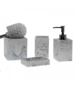 Brosse WC Résine Effet Marbre Blanc Et Métal Chromé -Produits Menagers Boutique brosse wc resine effet marbre blanc et metal chrome 2