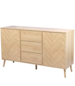 Buffet 2 Portes Et 3 Tiroirs Bois 140x40x81cm