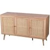 Buffet 3 Portes Bois Et Maillage Rotin 120x39x70cm -Produits Menagers Boutique buffet 3 portes bois et maillage rotin 120x39x70cm