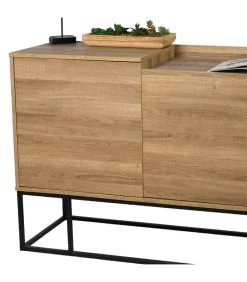 Buffet 3 Portes Bois Et Métal Noir 160x40x80cm -Produits Menagers Boutique buffet 3 portes bois et metal noir 160x40x80cm 2