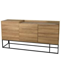 Buffet 3 Portes Bois Et Métal Noir 160x40x80cm