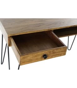 Bureau Bois De Sesham Et Métal Noir 1 Tiroir Et 1 Casier - 115x55x76cm -Produits Menagers Boutique bureau bois de sesham et metal noir 1 tiroir et 1 casier 115x55x76cm 4