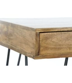 Bureau Bois De Sesham Et Métal Noir 1 Tiroir Et 1 Casier - 115x55x76cm -Produits Menagers Boutique bureau bois de sesham et metal noir 1 tiroir et 1 casier 115x55x76cm 5