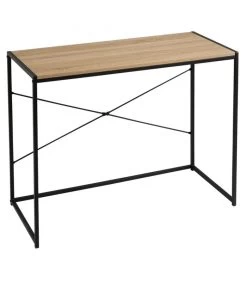 Bureau Secrétaire En Bois Et Métal Noir - Longueur 100cm