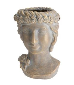 Cache-pot En Résine Tête 20.5x19x33cm