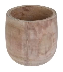 Cache-pot Rond En Bois - 27x27x27cm